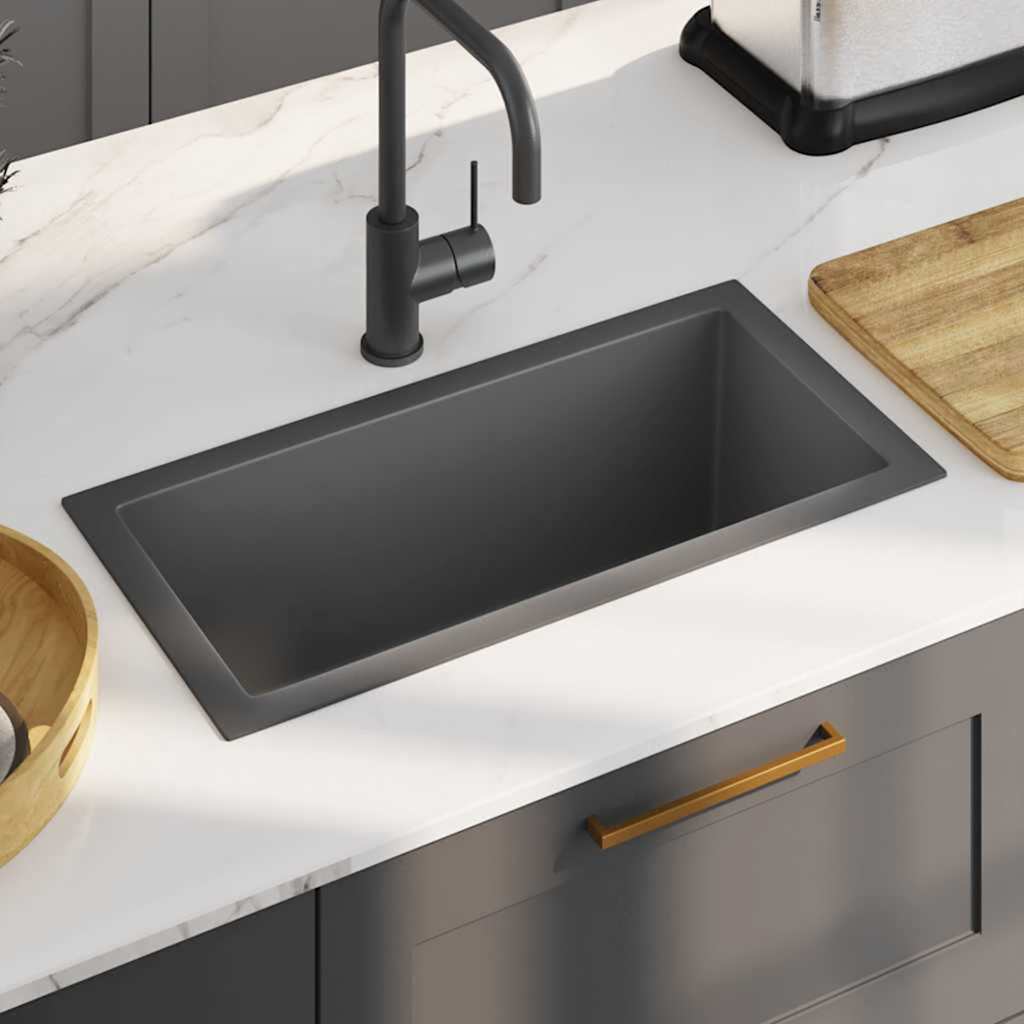 vidaXL Handmade Kitchen Sink Black Stainless Steel 1