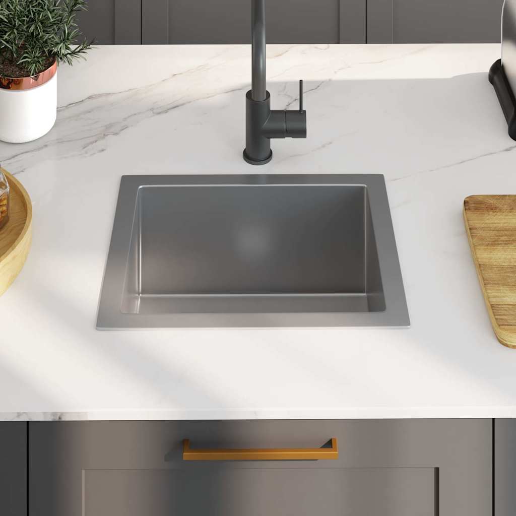 vidaXL Handmade Kitchen Sink Stainless Steel 3