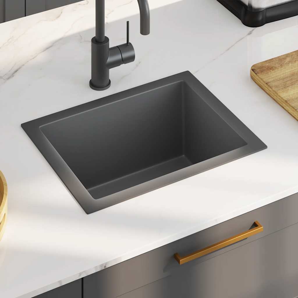vidaXL Handmade Kitchen Sink Black Stainless Steel 1