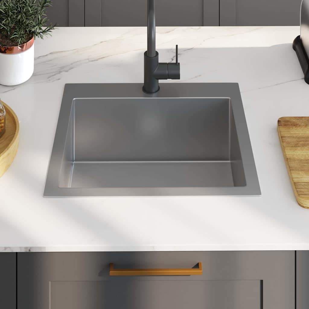 vidaXL Handmade Kitchen Sink Stainless Steel 4