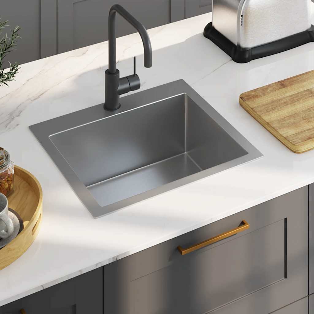 vidaXL Handmade Kitchen Sink Stainless Steel 1