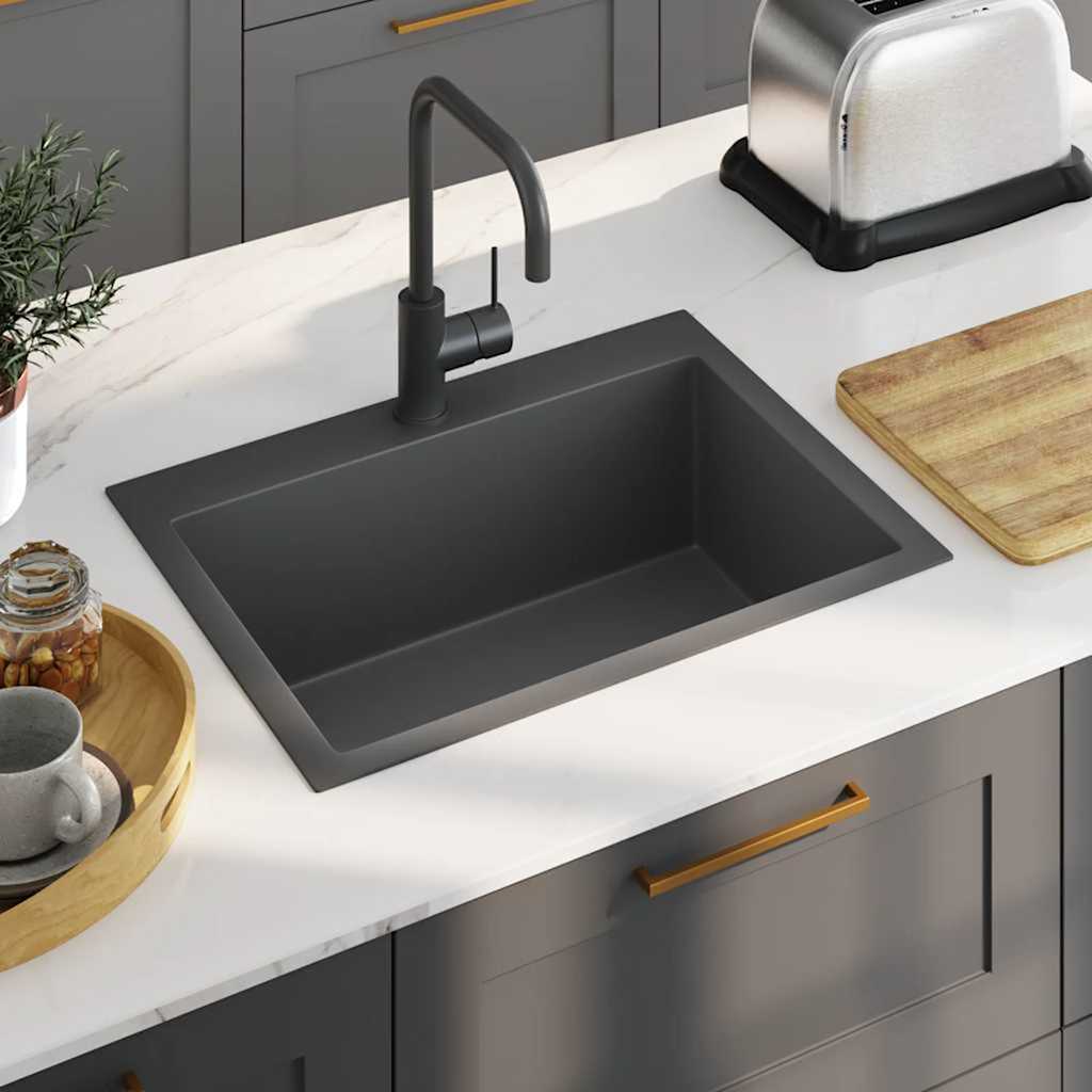 vidaXL Handmade Kitchen Sink Stainless Steel Black