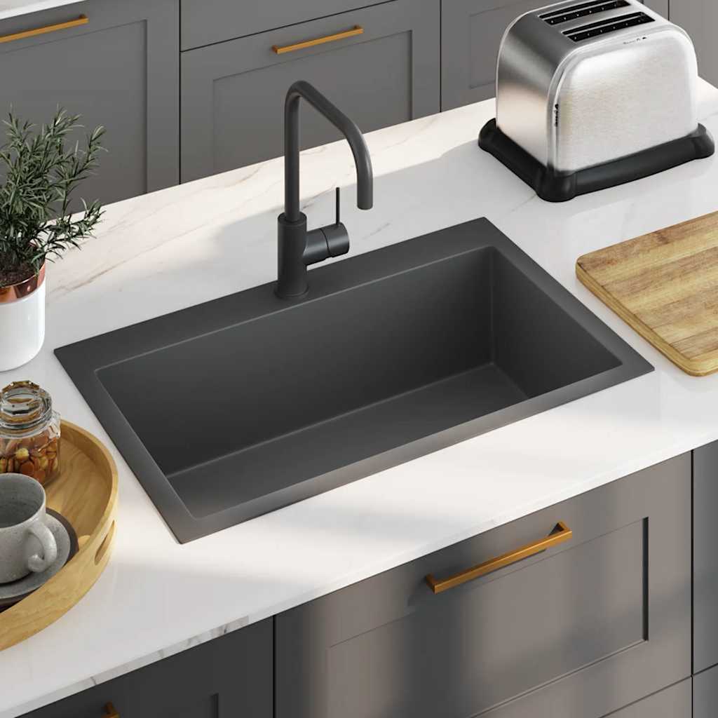 vidaXL Handmade Kitchen Sink Stainless Steel Black