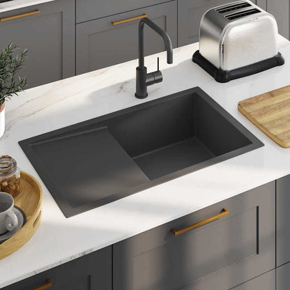 vidaXL Handmade Kitchen Sink Stainless Steel Black