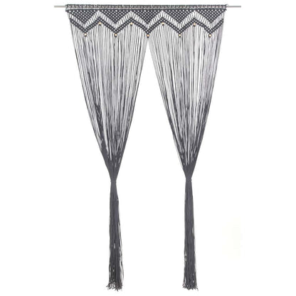 vidaXL Macrame Curtain Anthracite 140x240 cm Cotton 2