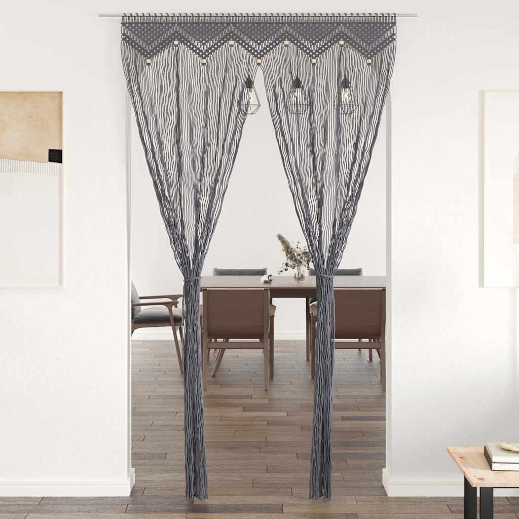 vidaXL Macrame Curtain Anthracite 140x240 cm Cotton 1