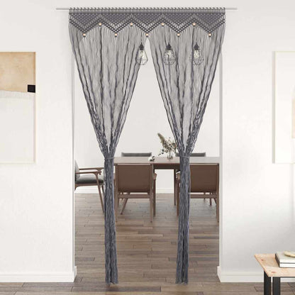 vidaXL Macrame Curtain Anthracite 140x240 cm Cotton 1