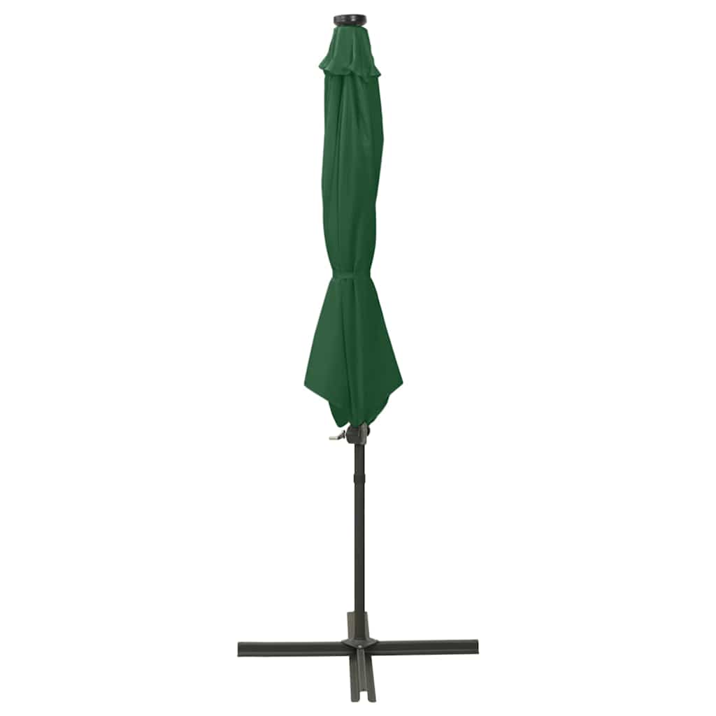 vidaXL Cantilever Garden Parasol with Pole and LED Lights Green 300 cm 2
