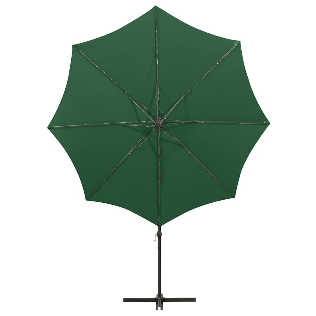 vidaXL Cantilever Garden Parasol with Pole and LED Lights Green 300 cm 6