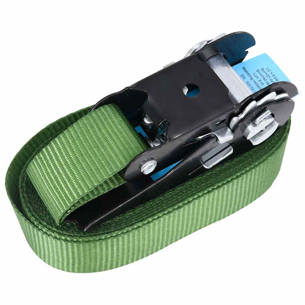 148895 vidaXL Ratchet Tie Down Straps 20 pcs 800 daN 6 m Green 3