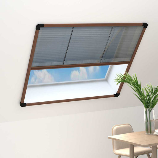 148656 vidaXL Plisse Insect Screen for Windows Aluminium Brown 120x120 cm 1