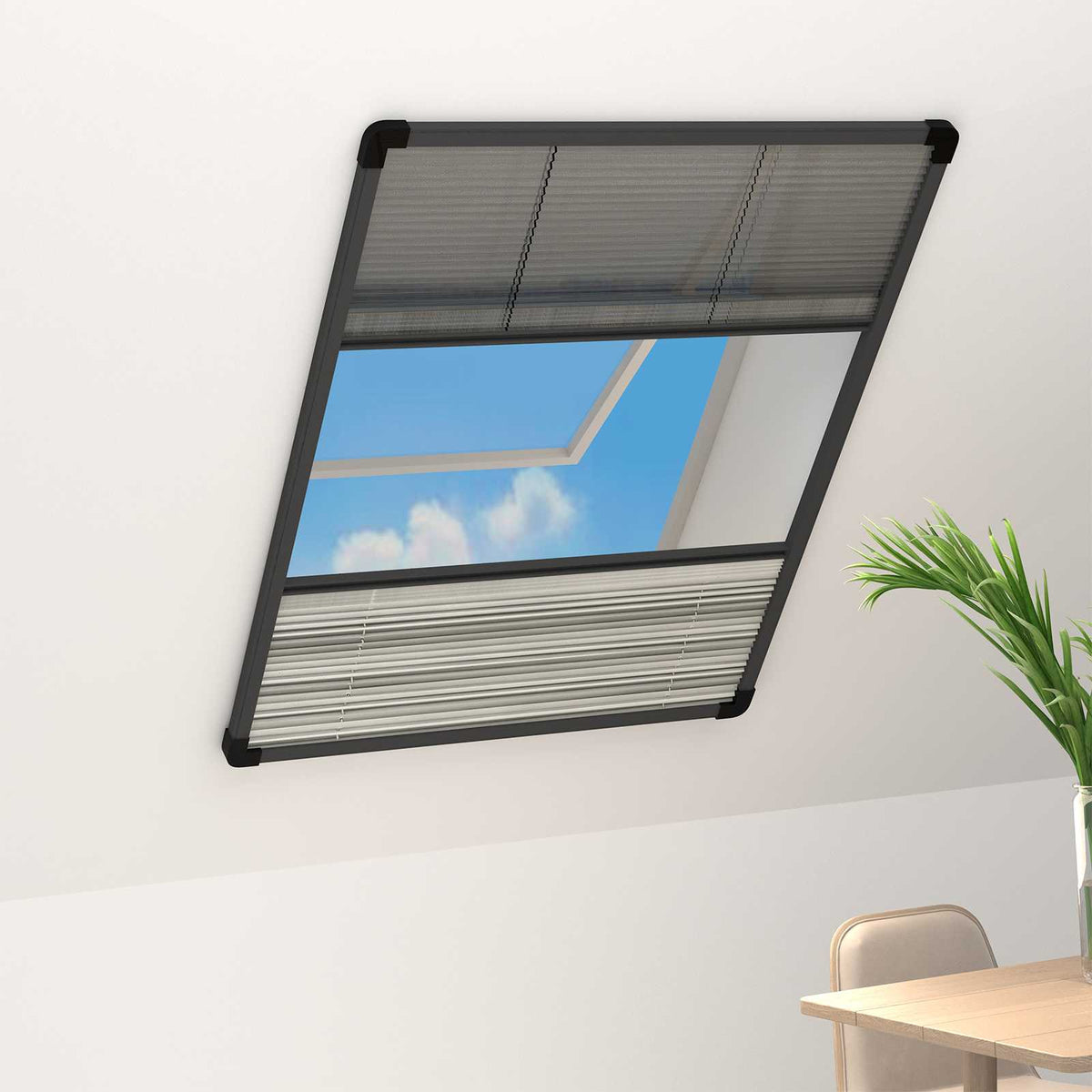 148684 vidaXL Plisse Insect Screen for Windows Aluminium 80x120 cm with Shade 1