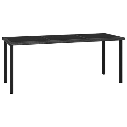 Garden Dining Table Poly Rattan Black 180 x 70 x 73 cm