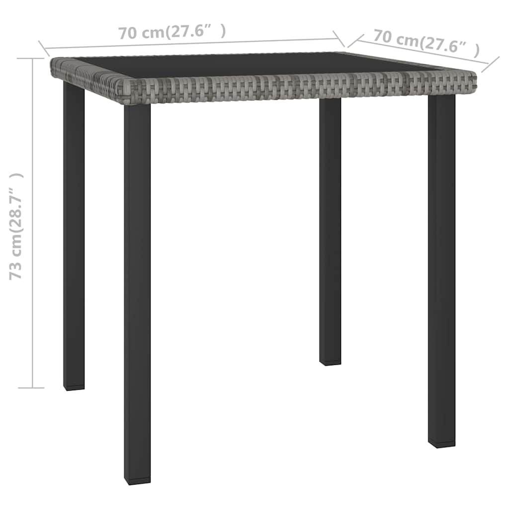 315117 vidaXL Garden Dining Table Grey 70x70x73 cm Poly Rattan 4