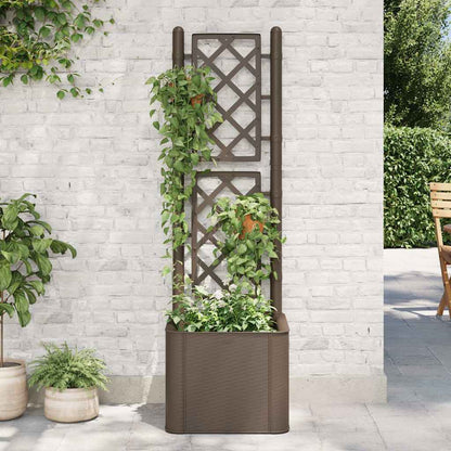 Garden Raised Bed with Trellis and Self Watering System Mocha 43 x 43 x 142 cm