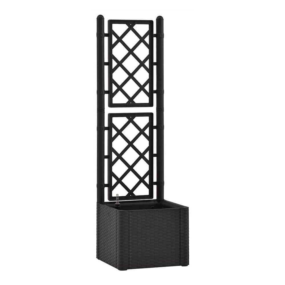 Garden Raised Bed with Trellis and Self Watering System Anthracite 43 x 43 x 142 cm