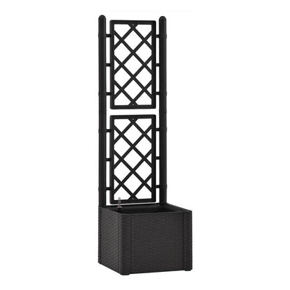Garden Raised Bed with Trellis and Self Watering System Anthracite 43 x 43 x 142 cm
