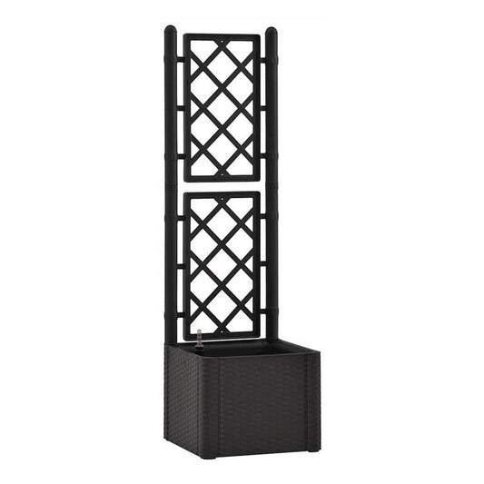 Garden Raised Bed with Trellis and Self Watering System Anthracite 43 x 43 x 142 cm
