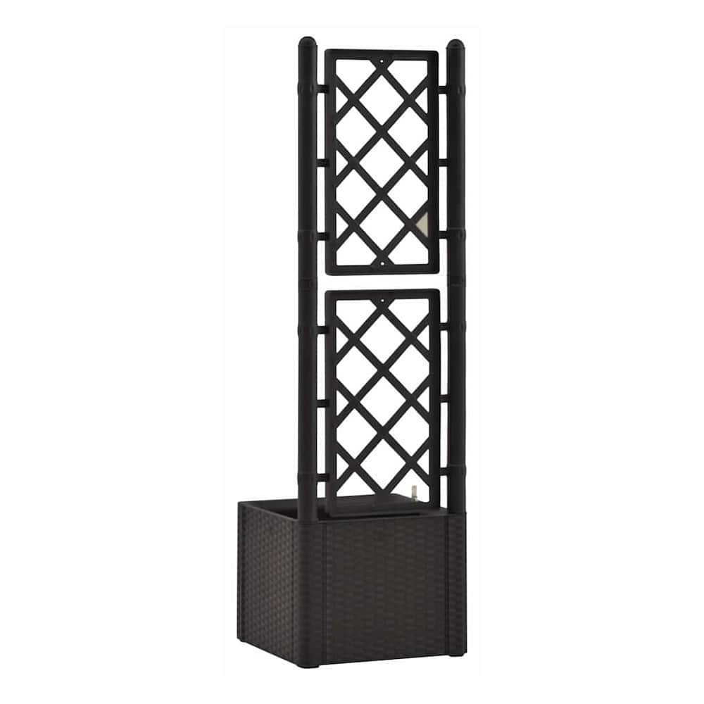 Garden Raised Bed with Trellis and Self Watering System Anthracite 43 x 43 x 142 cm