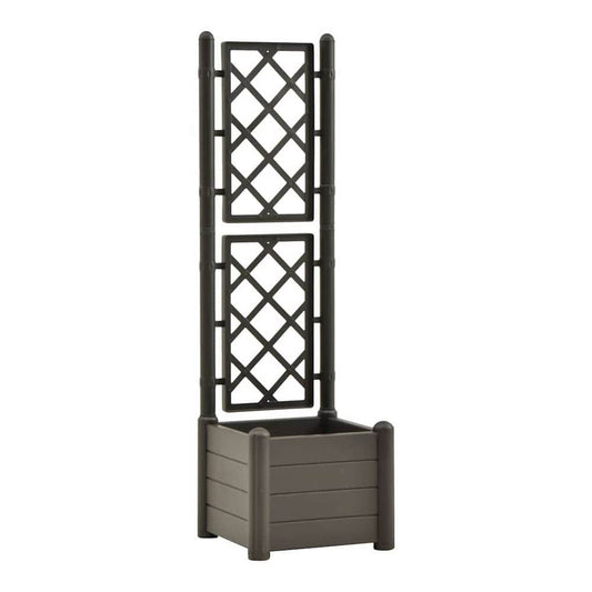 Garden Planter with Trellis PP Anthracite 43 x 43 x 142 cm