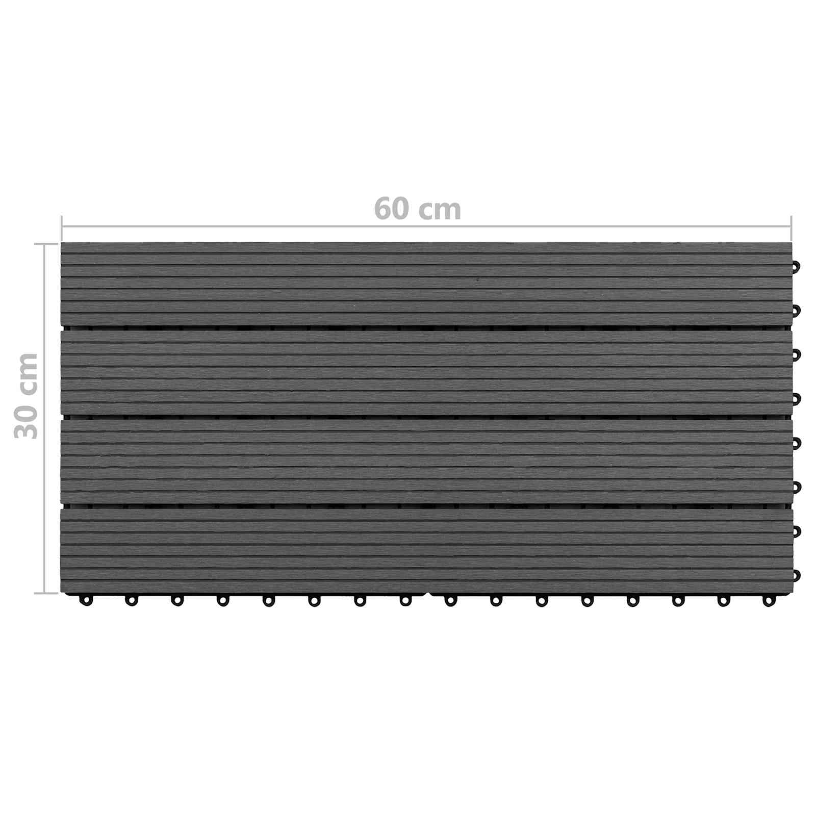 vidaXL Decking Tile 6 pcs Black 60 x 30 cm WPC 6