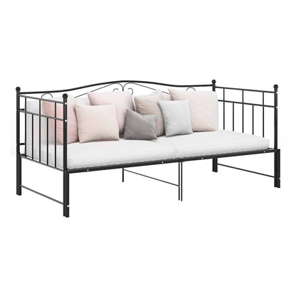 Pull-out Sofa Bed Frame without Mattress Metal 90x200 cm Black
