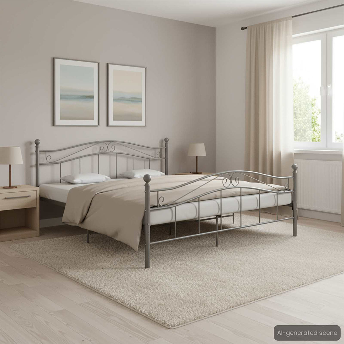 Bed Frame without Mattress Metal Grey 140 x 200 cm