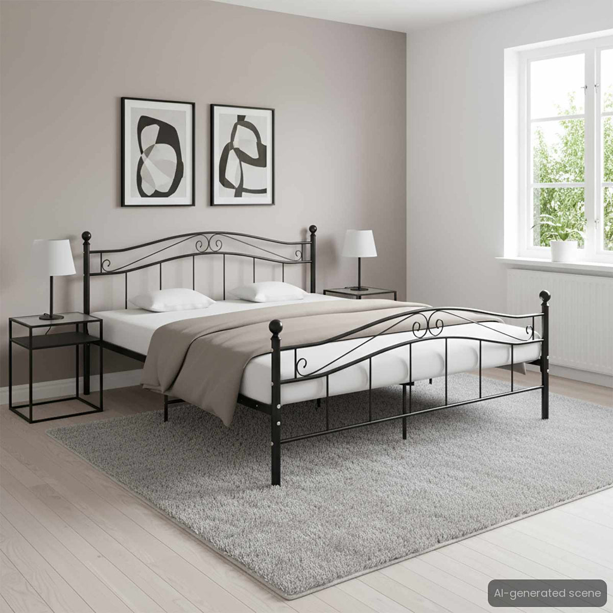 Bed Frame without Mattress Metal Black 160 x 200 cm