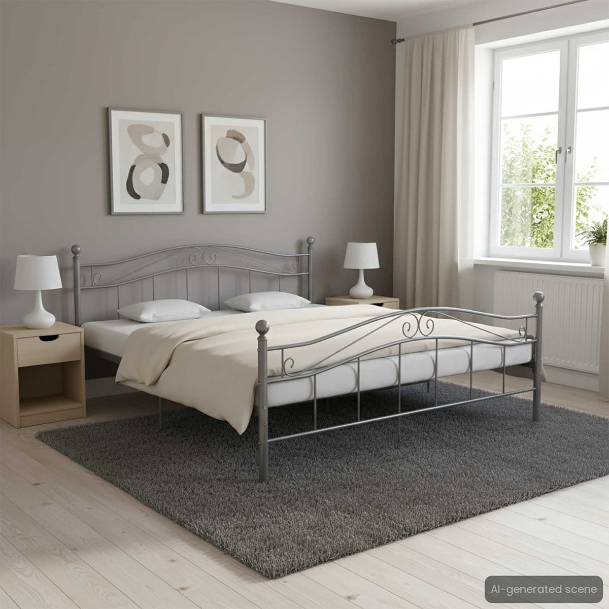Bed Frame without Mattress Metal Grey 200 x 200 cm