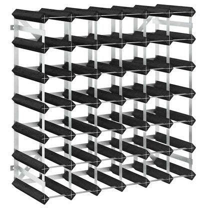 vidaXL Wine Rack for 42 Bottles Black Solid Pine Wood 2