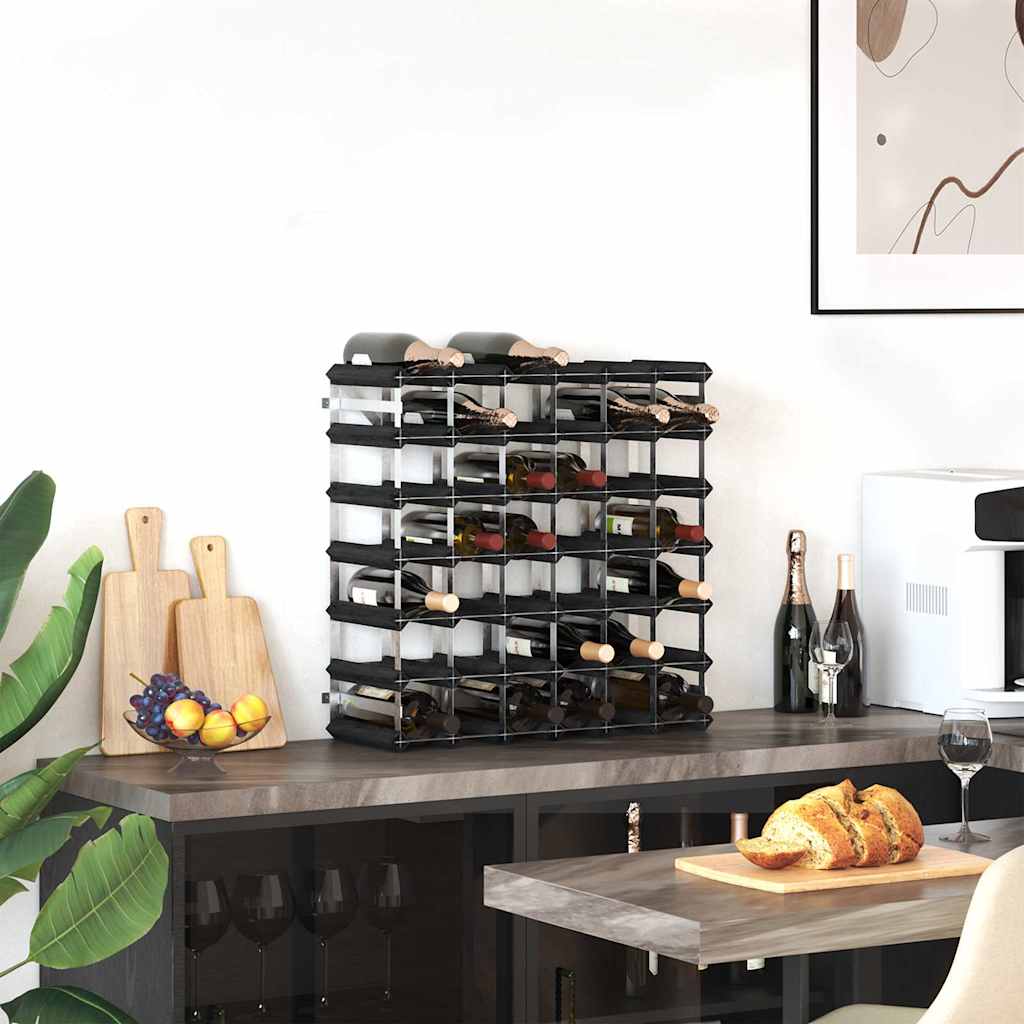 vidaXL Wine Rack for 42 Bottles Black Solid Pine Wood 3