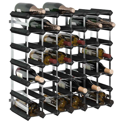 vidaXL Wine Rack for 42 Bottles Black Solid Pine Wood 4