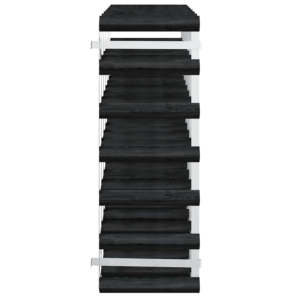 vidaXL Wine Rack for 42 Bottles Black Solid Pine Wood 6
