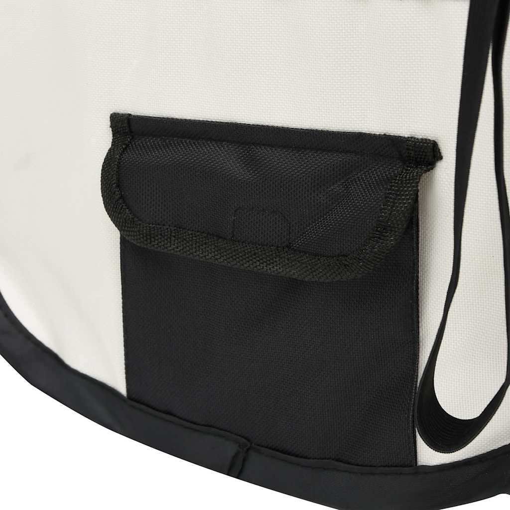 vidaXL Dog Playpen | Black and Cream | Polyester | Foldable | Dog Playpen 6