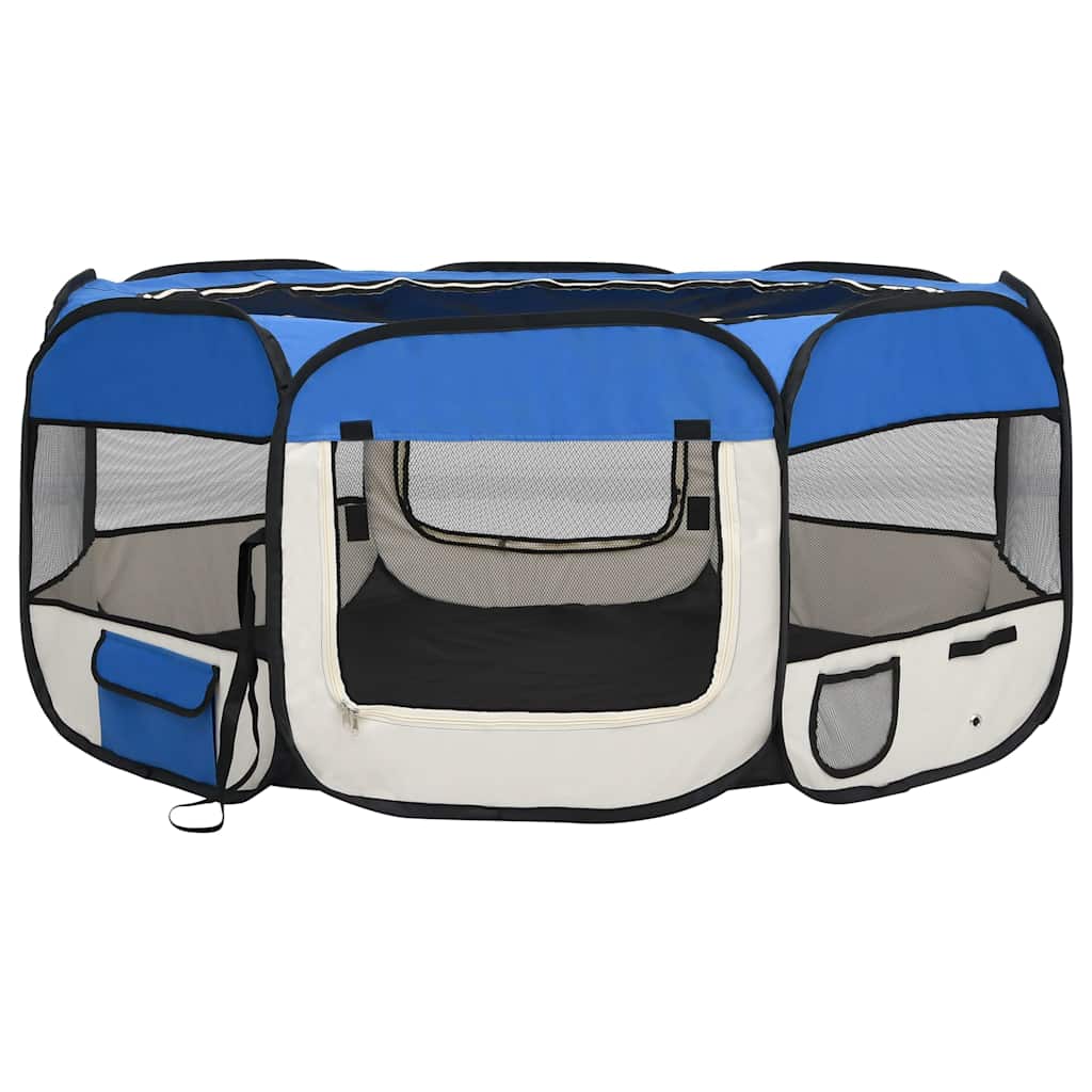 vidaXL Dog Playpen | Blue and cream | Polyester, Steel | 145x145x61 cm 2
