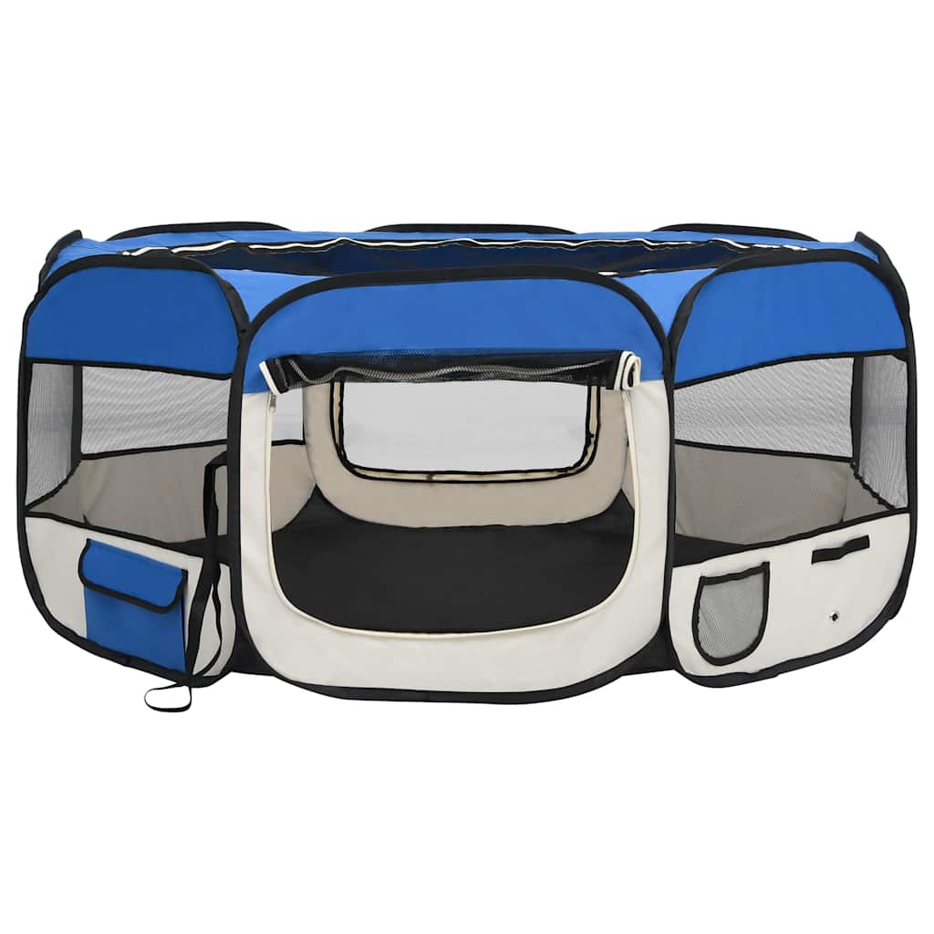 vidaXL Dog Playpen | Blue and cream | Polyester, Steel | 145x145x61 cm 3
