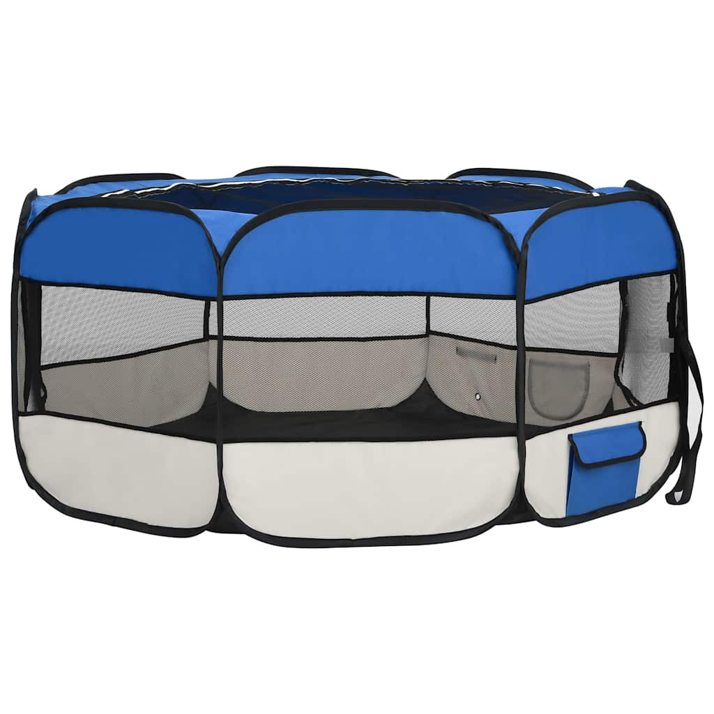 vidaXL Dog Playpen | Blue and cream | Polyester, Steel | 145x145x61 cm 4