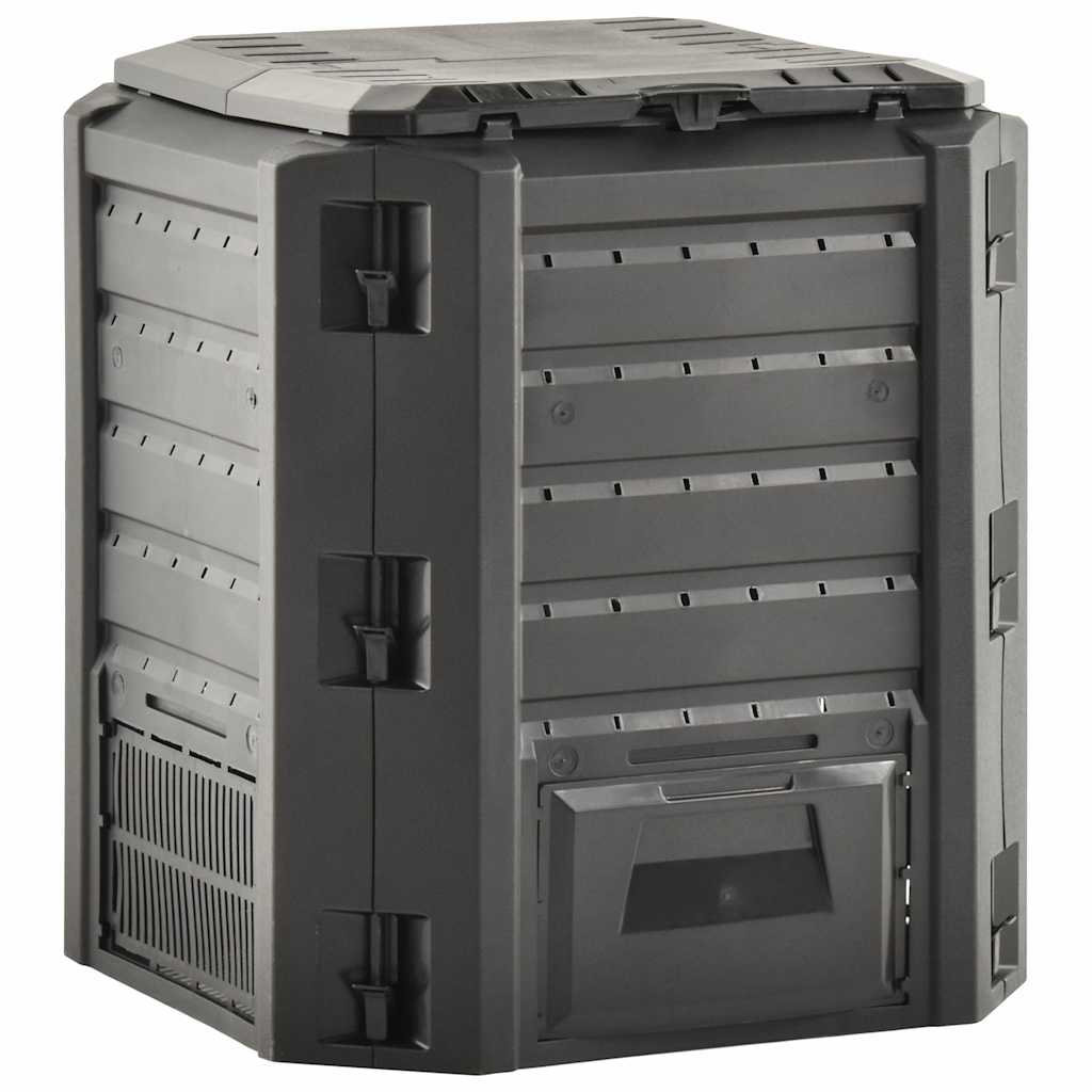 vidaXL Composter | Black | 100% PP | Large | Composter Bin | Square | Modern 3
