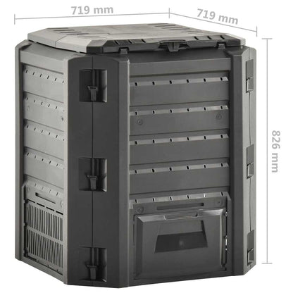 vidaXL Composter | Black | 100% PP | Large | Composter Bin | Square | Modern 5