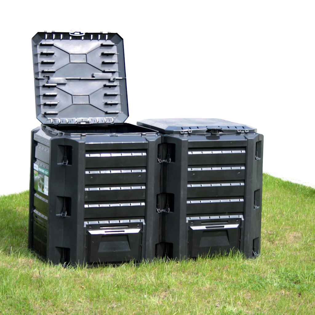 vidaXL Composter | Black | 100% PP | Large | Composter Bin | Square | Modern 1