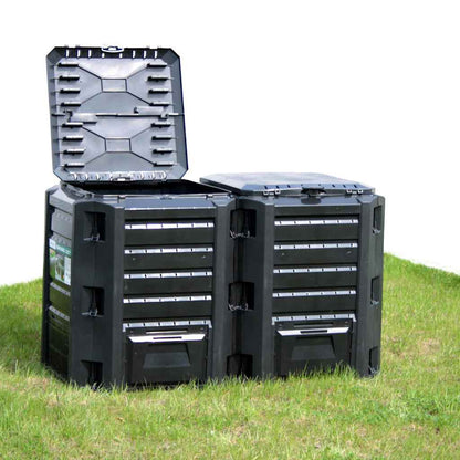 vidaXL Composter | Black | 100% PP | Large | Composter Bin | Square | Modern 1