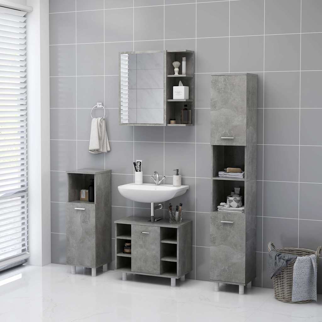 vidaXL Mirror Cabinet | Concrete grey | Engineered wood, acrylic | Medium 5