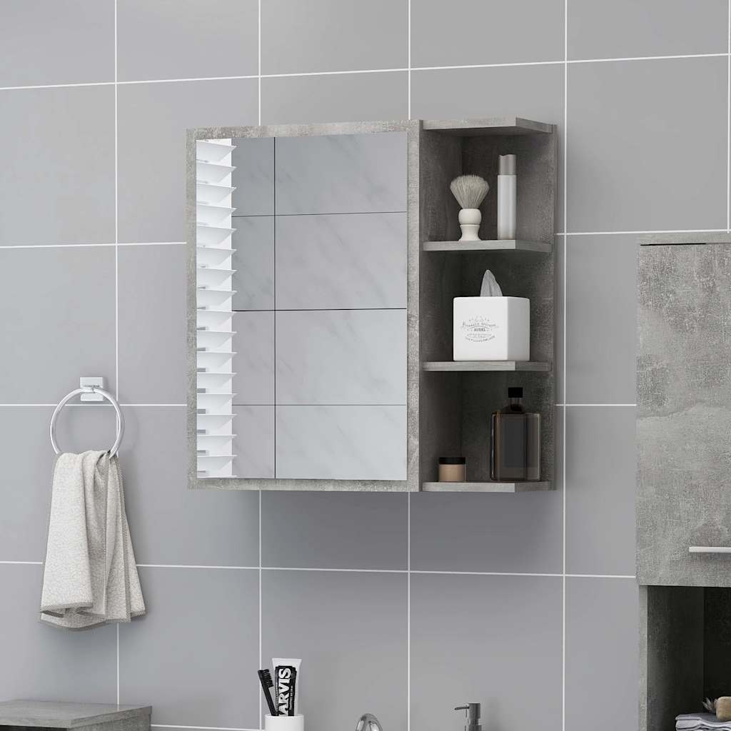 vidaXL Mirror Cabinet | Concrete grey | Engineered wood, acrylic | Medium 1