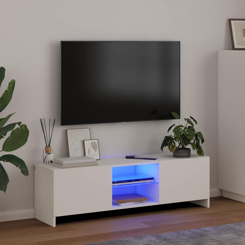 TV Cabinet with LED Lights White