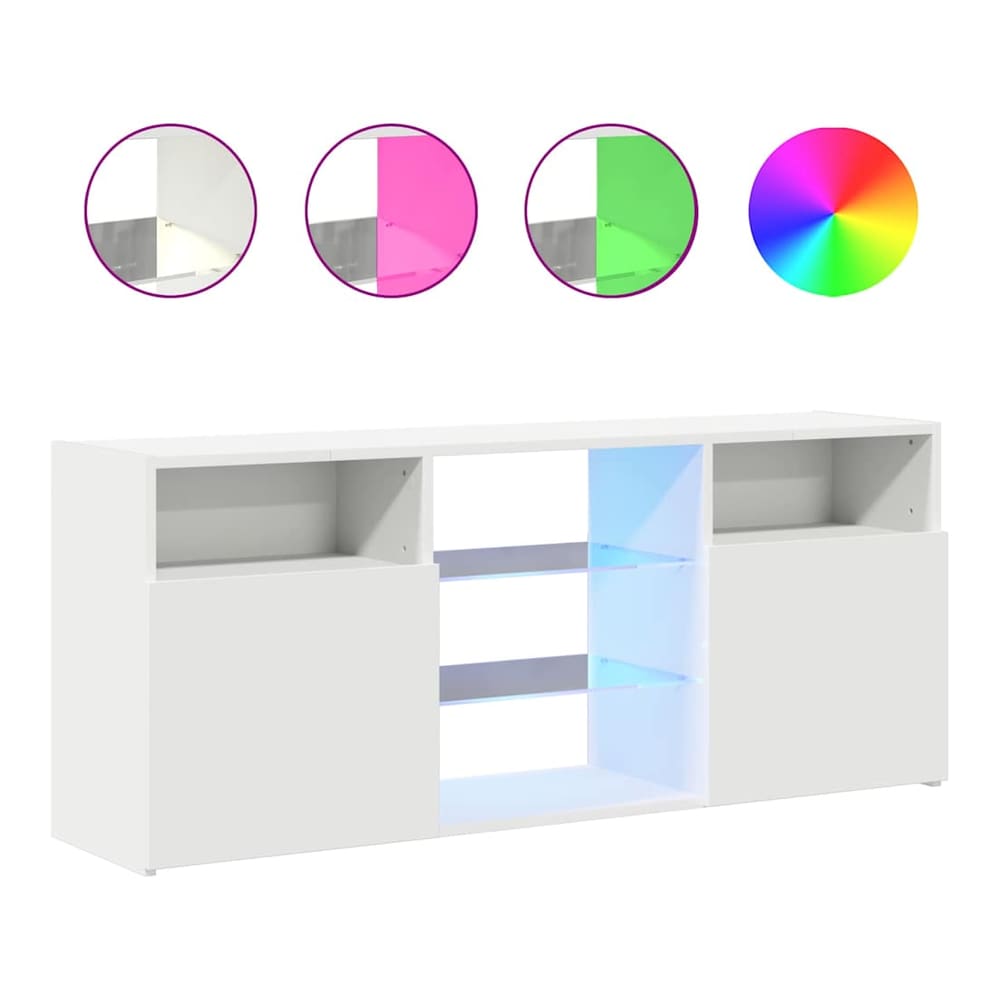 TV Cabinet with LED Lights 120x30x50 cm White