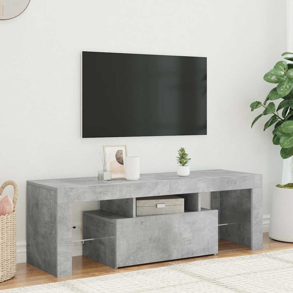 TV Cabinet with LED Lights Concrete Grey