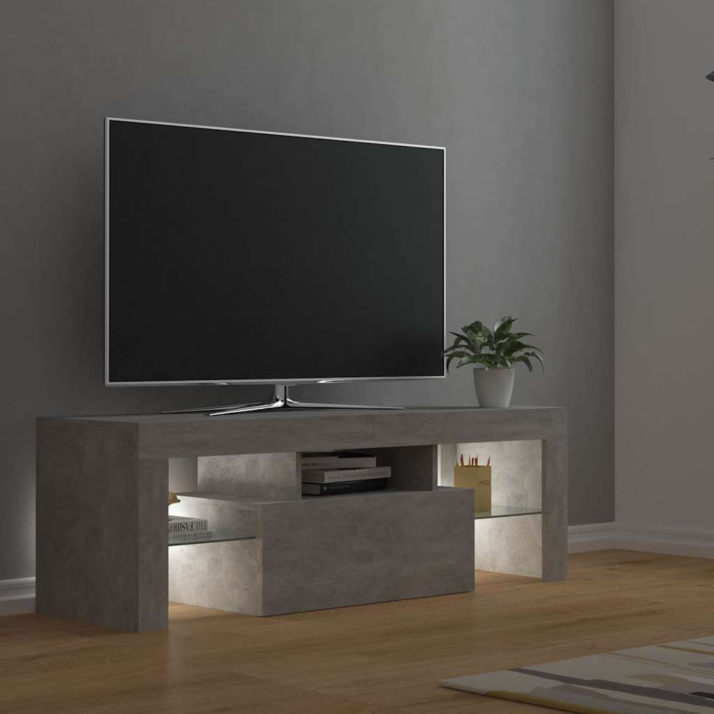 TV Cabinet with LED Lights Concrete Grey