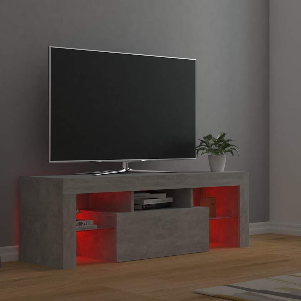 TV Cabinet with LED Lights Concrete Grey