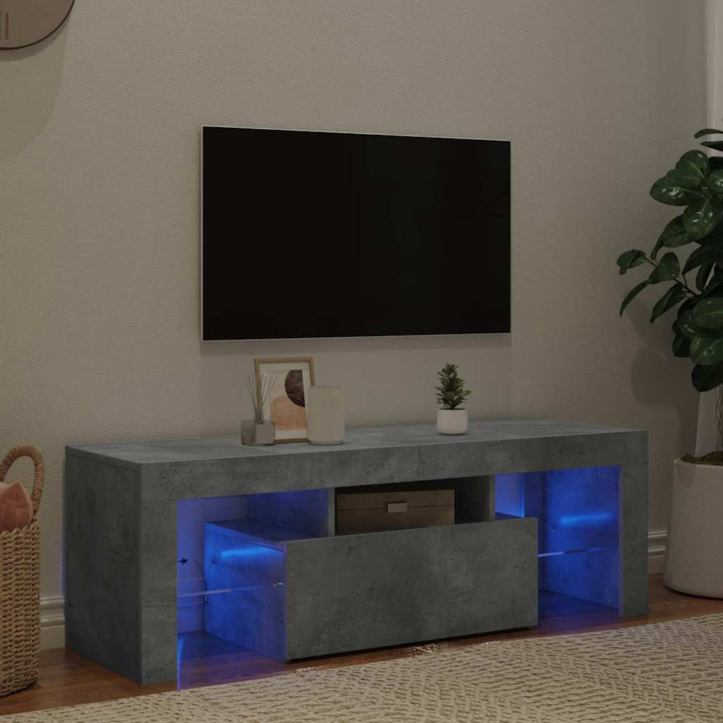 TV Cabinet with LED Lights Concrete Grey