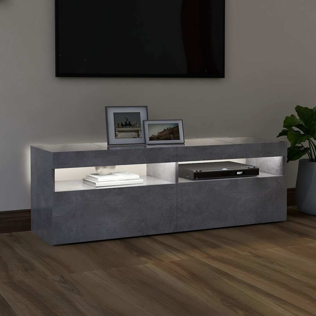 804377 vidaXL TV Cabinet with LED Lights Concrete Grey 120x35x40 cm 4